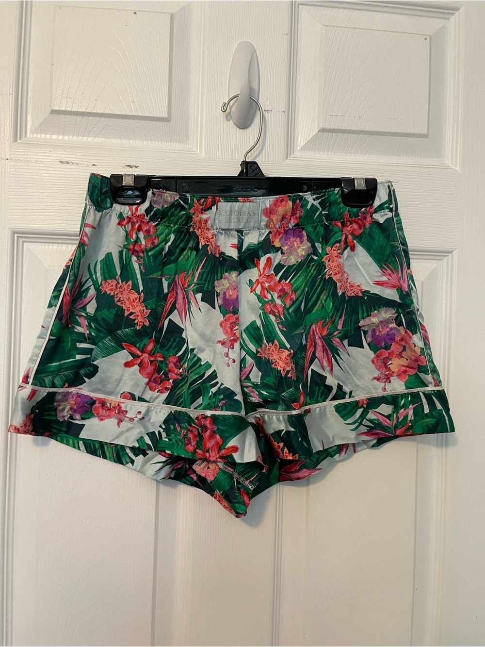 Victoria's Secret Green Floral Tropical Satin Sleep Shorts